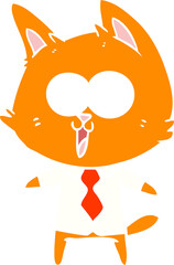 funny flat color style cartoon cat wearing shirt and tie