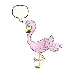 freehand speech bubble textured cartoon flamingo
