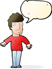 cartoon worried man with speech bubble