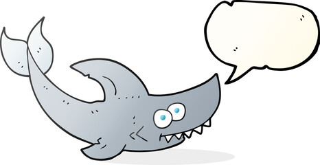 Fototapeta premium freehand drawn speech bubble cartoon shark