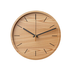 illustration of Wooden Clock minimal, Isolated on transparent PNG background, Generative ai