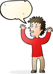 cartoon excited boy with speech bubble
