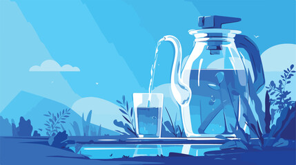 Drinking water gallon and dispenser illustration 2d - obrazy, fototapety, plakaty