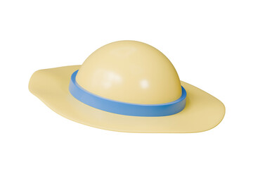 3d Summer hat icon isolated on purple background. Minimal cartoon hat icon creative design. 3d rendering illustration.