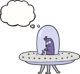 freehand drawn thought bubble cartoon flying saucer
