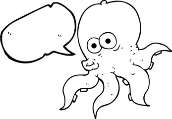 freehand drawn speech bubble cartoon octopus