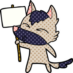 cartoon wolf with protest sign