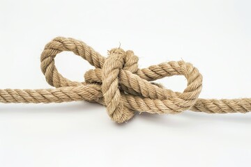 Fototapeta premium Rope tied on a white background. generative ai