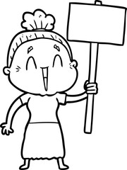 cartoon happy old lady