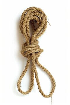 Rope tied on a white background. generative ai
