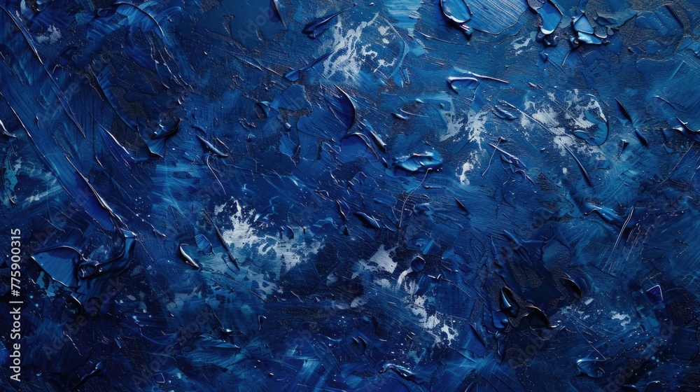 Poster close-up view of a painting with blue paint. suitable for artistic projects