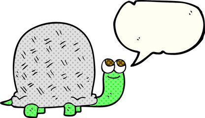 freehand drawn comic book speech bubble cartoon tortoise