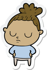 sticker of a cartoon calm woman