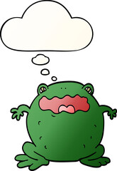 cartoon toad with thought bubble in smooth gradient style