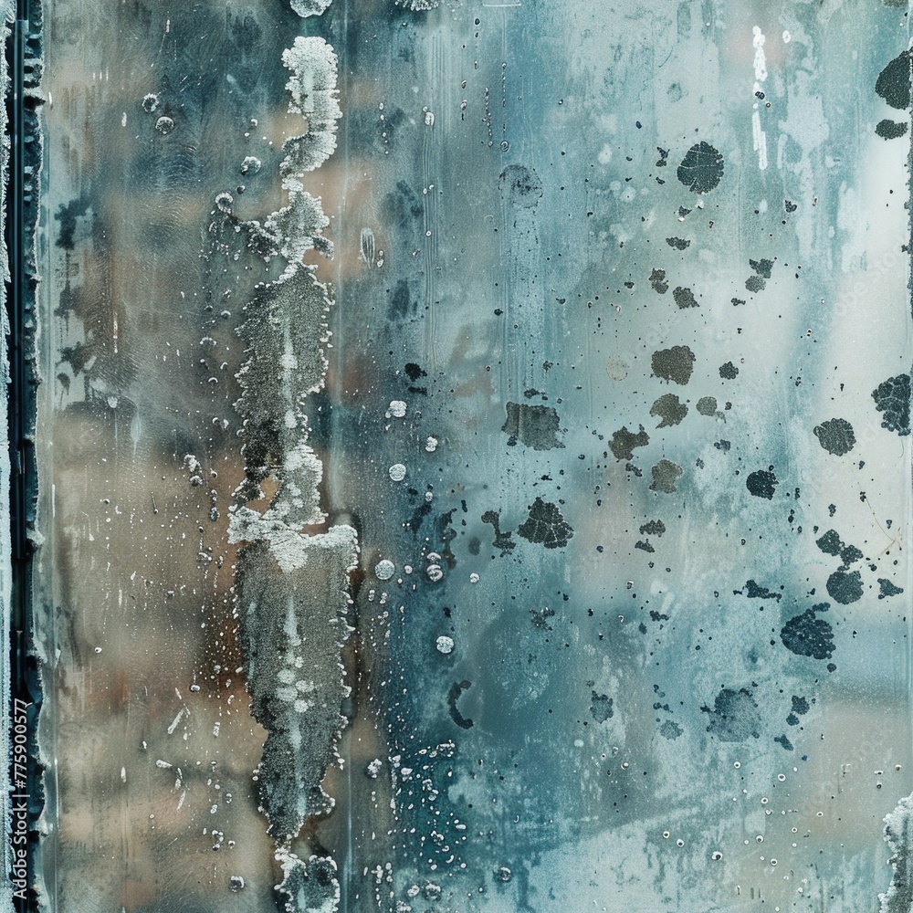Poster close-up of water droplets on a window. perfect for weather or nature concepts