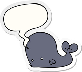 cartoon whale with speech bubble sticker