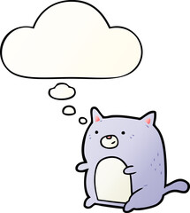 cartoon cat with thought bubble in smooth gradient style