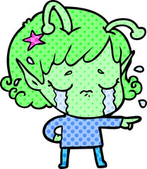 cartoon crying alien girl