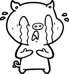 crying pig cartoon