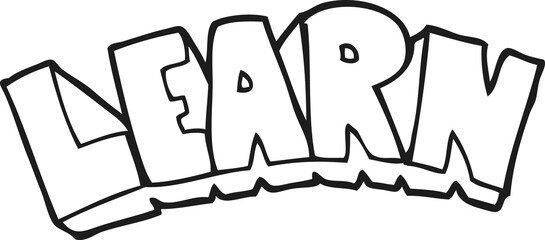 freehand drawn black and white cartoon learn symbol