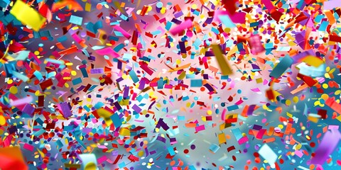 Fototapeta na wymiar Confetti explosion, vibrant colors, perfect for festive birthday frame
