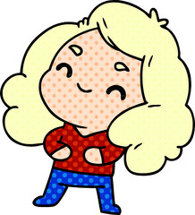 cartoon illustration of a cute kawaii girl