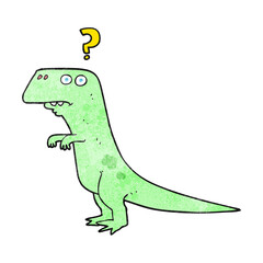 freehand textured cartoon confused dinosaur