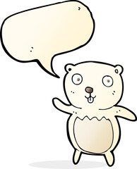 cartoon polar bear cub with speech bubble