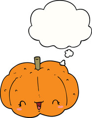 cartoon pumpkin with thought bubble