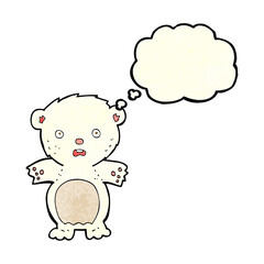 frightened polar bear cartoon with thought bubble