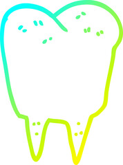 cold gradient line drawing of a cartoon tooth