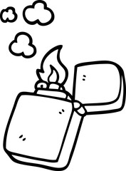 line drawing cartoon gold lighter