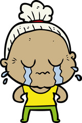 cartoon crying old lady