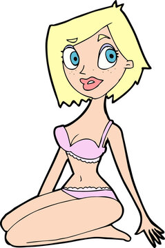 recommend clip art: cartoon pretty woman in underwear