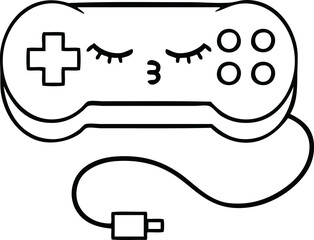 line drawing cartoon of a game controller © lineartestpilot
