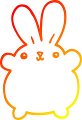 warm gradient line drawing of a cute cartoon rabbit