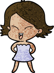 happy cartoon girl