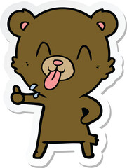 sticker of a rude cartoon bear