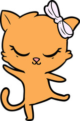 cute cartoon cat with bow