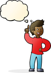cartoon man with idea with thought bubble