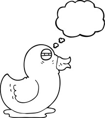 freehand drawn thought bubble cartoon rubber duck