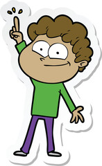 sticker of a cartoon happy man