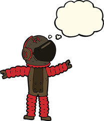 Obraz premium cartoon astronaut reaching with thought bubble