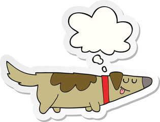 cartoon dog with thought bubble as a printed sticker