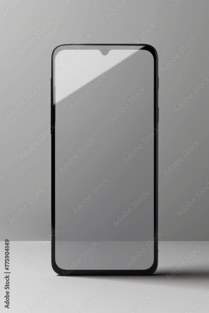 Poster A detailed view of a cell phone on a table. Suitable for technology concepts