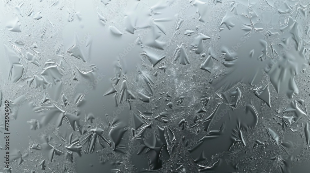 Poster Close up of a frosty window with water droplets. Suitable for winter and weather-related concepts