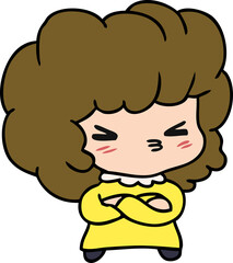 cartoon illustration of a cute cross kawaii girl