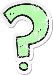 retro distressed sticker of a cartoon question mark