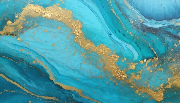 Marble Artistry: Blue and Gold Abstract Background