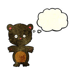 cartoon happy black bear with thought bubble